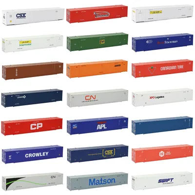 Evemodel 3pcs Model Trains HO Scale 1:87 53' Container 53ft Shipping Container Cargo Box Cabinet
