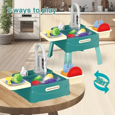 Children's Play At Home Toys Early Education Kitchen Simulation Electric Dishwashing Table Water