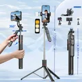 FANGTUOSI 1,7 M telecomando wireless conveniente selfie Treppiede con gimbaltick portatile Supporto pieghevole con supporto leggero per smartphone