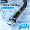 Cavo di ricarica ultra-super veloce-6A Cavo dati in nylon da USB A a tipo C da 120 W per Xiaomi Redmi Samsung con cavo display digitale a LED