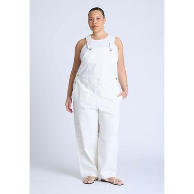 Plus Size Women's Denim Overalls by ELOQUII in Very White Cream (Size 28)