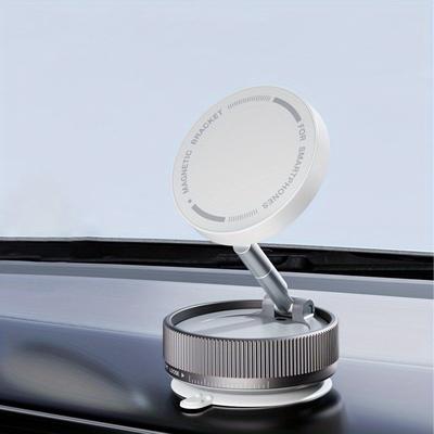 TEMU 360° Rotatable Car Phone Holder, Vacuum Adsorb Magnetic Mount, Foldable Pc Material Dashboard Stand, Universal Compatibility Image