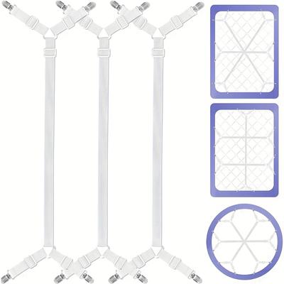TEMU 3pcs Bed Sheet Holder Straps, 12 Ways Adjustable Crisscross Bed Sheet Clips, Elastic Bands Suspenders Keeping Fitted Bedsheet In For Twin Queen , Bed Sheet Fasteners Image