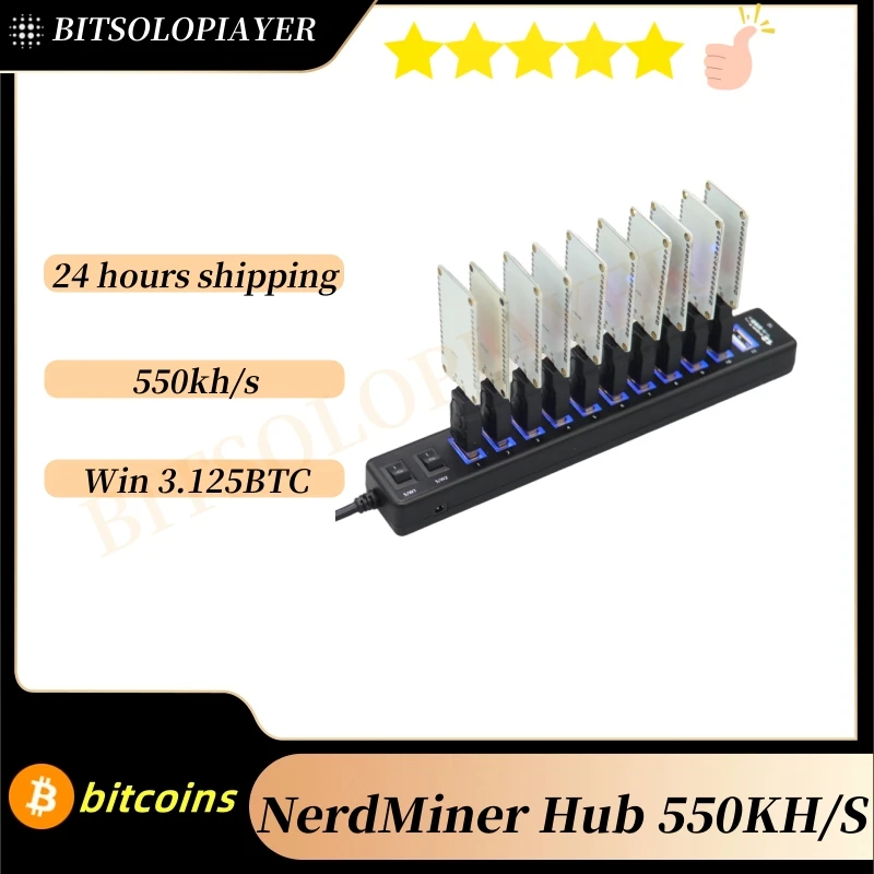 NerdMiner Hub 550 kh/s Nerd Miner ESP32-WROOM 10 x USB Combo Kit Image
