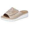 Pantolette RIEKER, Damen, Gr. 42, beige (hellbeige), Lederimitat, kontrastfarbene Details, modisch, Schuhe, Sommerschuh, Strandschuh, Hausschuh mit regulierbarem Klettverschluss