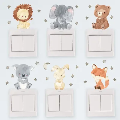 Cartoon Nette Afrika Tiere Wand Aufkleber Elefant Giraffe Bär Fuchs Kinder Schlafzimmer Dekoration DIY Aufkleber Kindergarten Wohnkultur Image