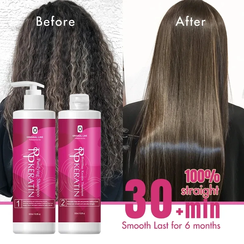 Professionelle Brasilianische Keratin-Haarbehandlungscreme Glättende und Reinigende Kopfhautbehandlung Purifizierendes Shampoo Haarpflege Image