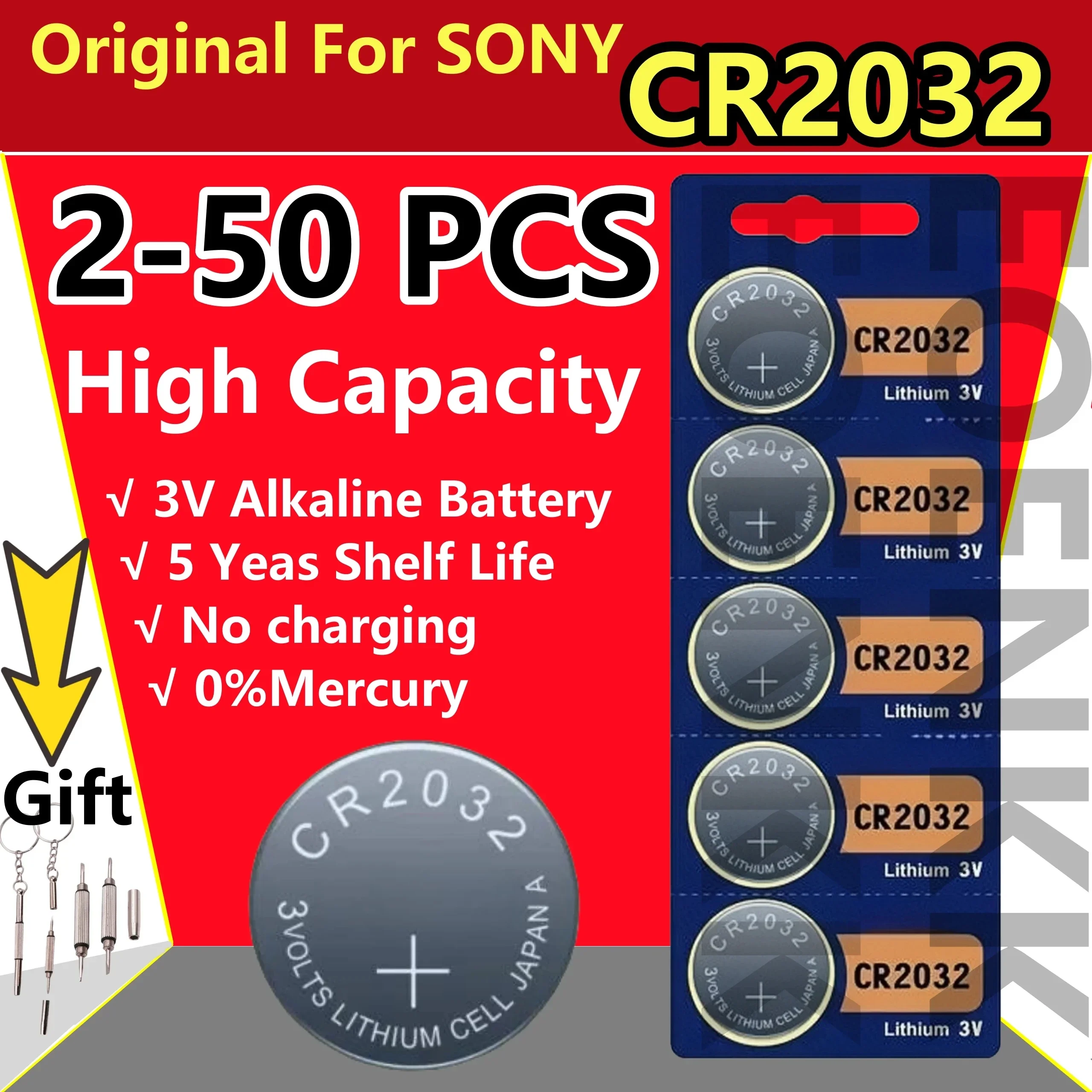 Cr2032 Original for Sony Cr2032 Dl2032 Ecr2032 Lithium Battery Horloge Speelgoed Rekenmachine Auto Key Remote Control Image