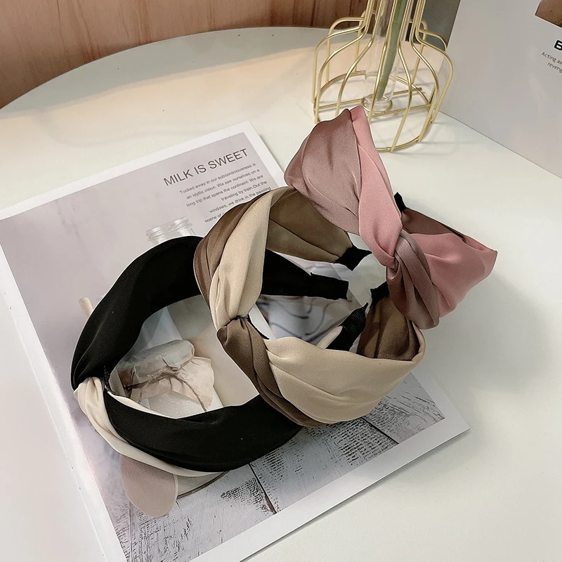 Neue Mode Frauen Stirnband Doppel Farbe Patchwork Haarband Frühling Turban Mädchen Haar Zubehör Großhandel Image