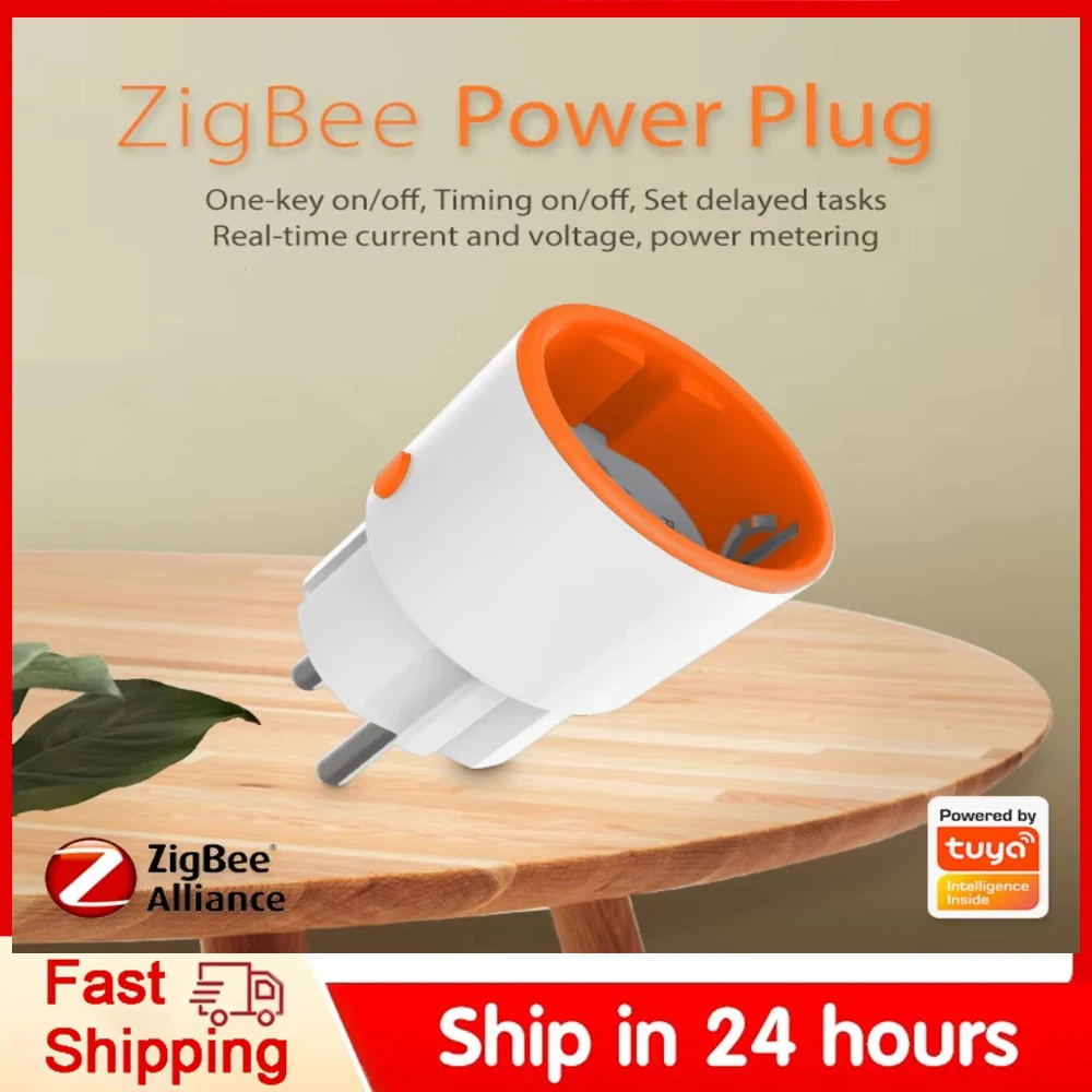 Tuya 16A Netzstecker Zigbee Sprachsteuerung Energiezonitor Kindersicherung Zeitplan Timer Steckdose Arbeit mit Alexa Google Assistant Image