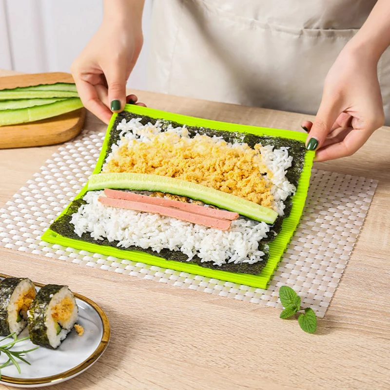 Neue Silikon Sushi Roller Matten wasch bar wieder verwendbare Sushi Roll Form Matte DIY Lebensmittel Rolling Reis Rolling Maker Haushalts waren Image