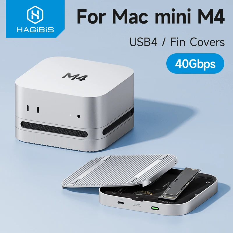Hagibis USB4-Festplattengehäuse, 40 Gbit/s, M.2 NVMe SSD-Gehäuse für Mac Mini M4/M4 Pro, kompatibel mit Thunderbolt 5/4 externe SSD Image