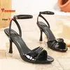 Sommer Neue Sexy Elegante High Heels Komfortable 9,5 CM Casual Büro Schuhe Für Frauen Solide Einfache Schnalle Stiletto Sandalen Größe 46