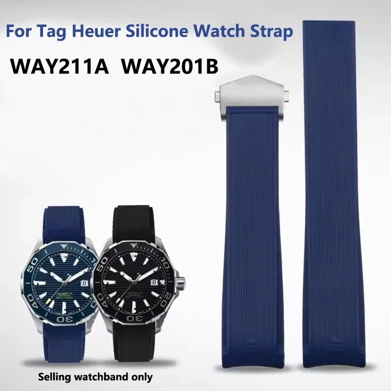 Silikon-Uhrenarmbänder für Tag Heuer CARRERA AQUARACER 300 WAY201A WAY211C Gummi Schwarz Blau Uhrenzubehör Band 22 mm Image