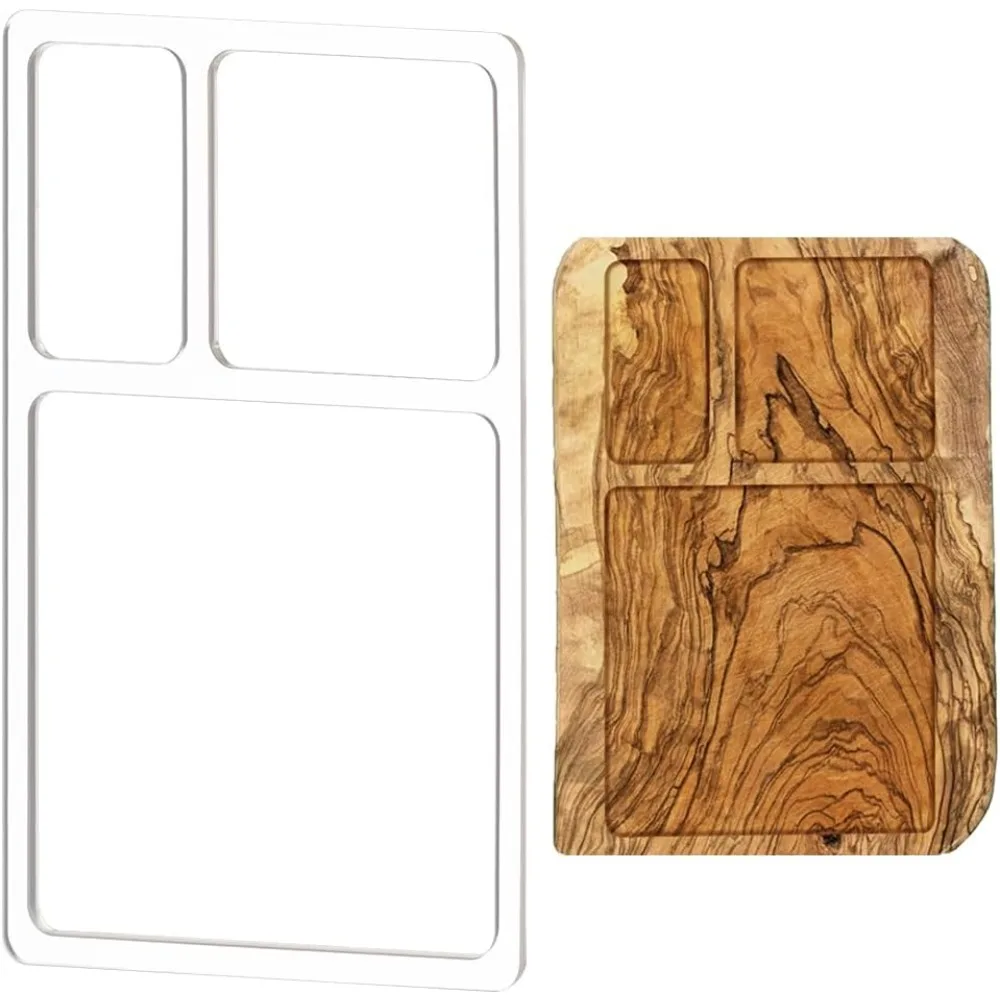 3-fach Valet Tray Router-Vorlagen, rechteckig, klare Acryl-Vorlage, Holzbearbeitungs-Fräser-Vorlage, transparentes Router-Inlay Image
