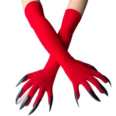Witch Black Nail Gloves Creepy Ghost Claw Halloween Party Cosplay Costume Performance Stage Mittens