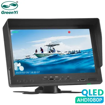 GreenYi 7" Quantum Dot IPS QLED Display AHD DVR Monitor For Truck Car Fishing Support 1080P Camera