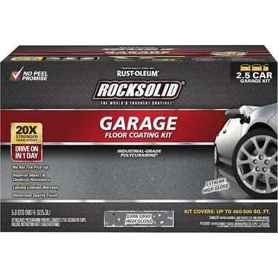 RockSolid Polycuramine 2.5 Car Garage Floor Coating Kit, Dark Gray