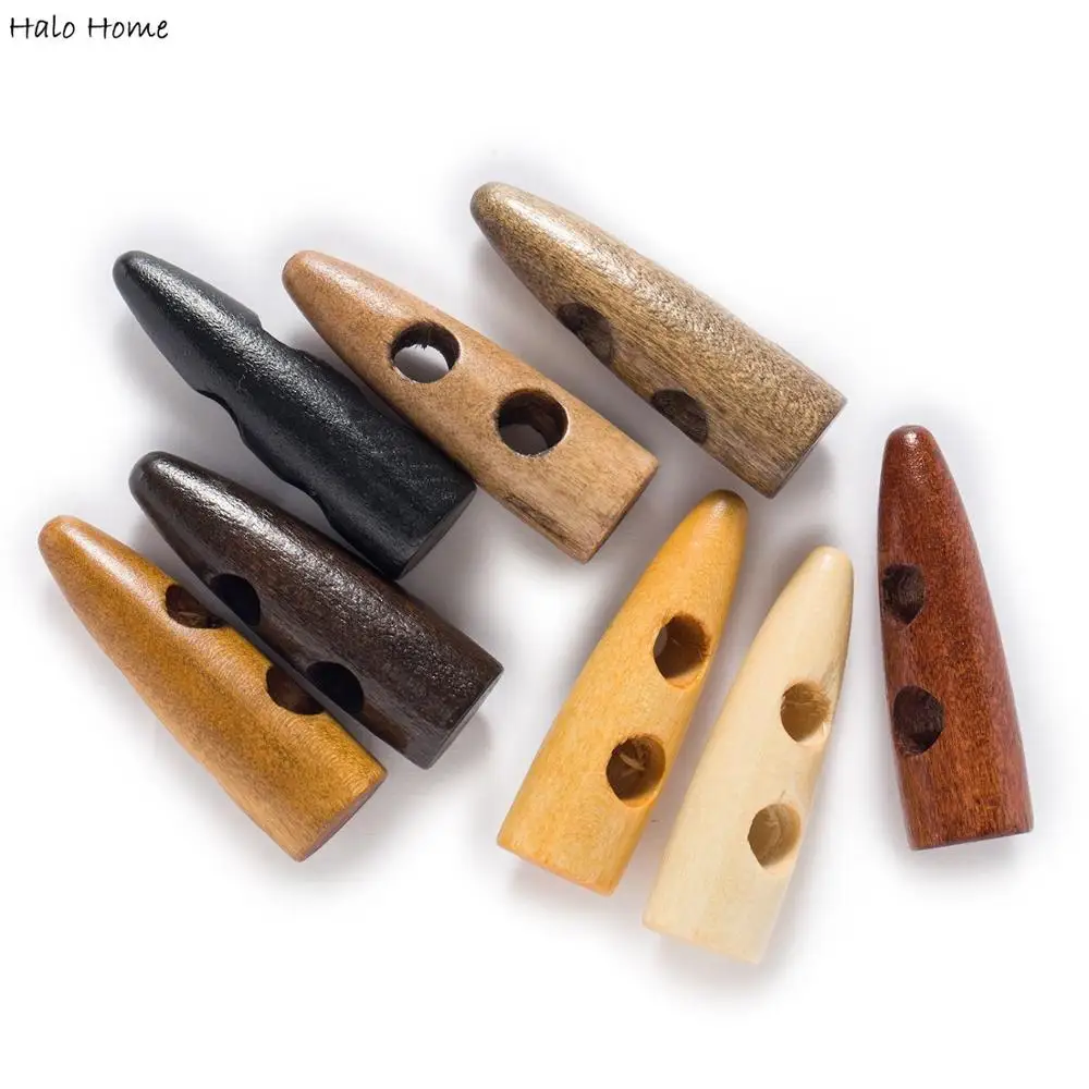 10pcs Horn Imitation Tooth Wood Toggle Buttons Sewing Craft DIY Accessory Compatible with Clothing Coat Overcoat Jacket Blazer