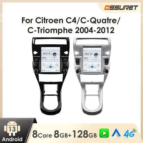 Autoradio Android pour Cristaux en C4 C-Triomphe C-Quatre 2004-2012, Stéréo de Limitation, Auto Carplay, GPS, Audio, Lecteur Intelligent