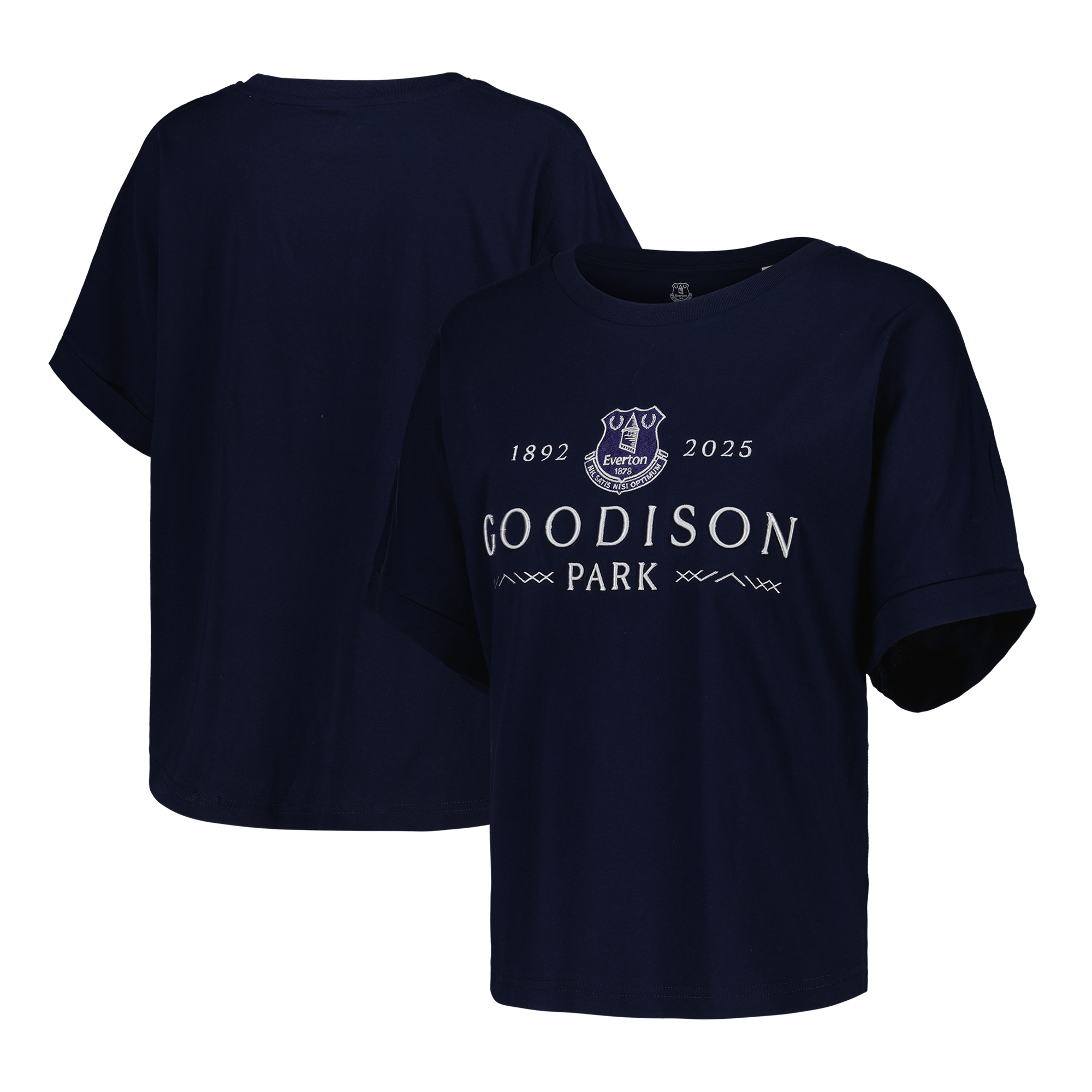 Everton Goodison Park Wortmarken-T-Shirt – Marineblau – Damen Image