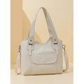 Damen stilvolle Vintage braune Kunstleder Tote Bag mit doppelten Griffen und verstellbarem Umhängegurt für den täglichen Gebrauch