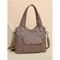Damen stilvolle Vintage braune Kunstleder Tote Bag mit doppelten Griffen und verstellbarem Umhängegurt für den täglichen Gebrauch
