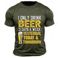 Lustiges T-Shirt mit Buchstabendruck „I Only Drink Beer" für Herren grafische Baumwollmischung kurzärmelig bequem Sommer Frühling Designer-Mode