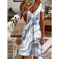 Damen Sommer Frühling Kurzarm V-Ausschnitt Minikleid Floral Paisley Print Tägliches Date