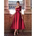 Elegantes A-Linien-Cocktailkleid formell ärmellos eine Schulter wadenlang Tasche und Schulter Blume Weihnachten 2024