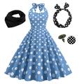Elegantes Retro Vintage 1950er A-Linie Swing Flare Doll Damen Polka Dot Party Abendkleid