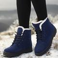 Damen-Schneestiefel flache Stiefel Übergröße für die Arbeit im Freien für den Alltag einfarbig mit Fleecefutter Stiefeletten mit Schnürung flacher Absatz runde Zehenpartie Vintage-Mode klassisch zum Gehen Wildleder