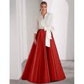 Elegantes A-Linien-Abendkleid formelles Kleid Valentinstag Satin bodenlang Schleife Schlitz 3/4-Ärmel Hemdkragen 2024
