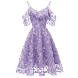 Elegantes A-Linien Cocktailkleid für Hochzeiten und Abschlussfeiern knielang kurze Ärmel Spaghettiträger Spitzenmuster für Strand- und Hochzeitsgäste