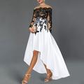 Elegante A-Linie schulterfrei langärmelige Cocktailkleider mit Perlen und Stickereien für Hochzeiten Partys und halbformelle Veranstaltungen