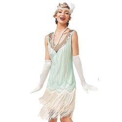 Retro Vintage 1920er Flapper Maskerade Weihnachtsfeier Kleid Der Große Gatsby Damen Pailletten Quaste Fransen Karneval Hochzeitsgast Abendkleid