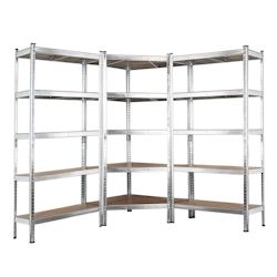 EASYmaxx Schwerlastregal 3er-Set - 1x Schwerlast-Eckregal/2x Schwerlastregal - silber/holzfarben Image