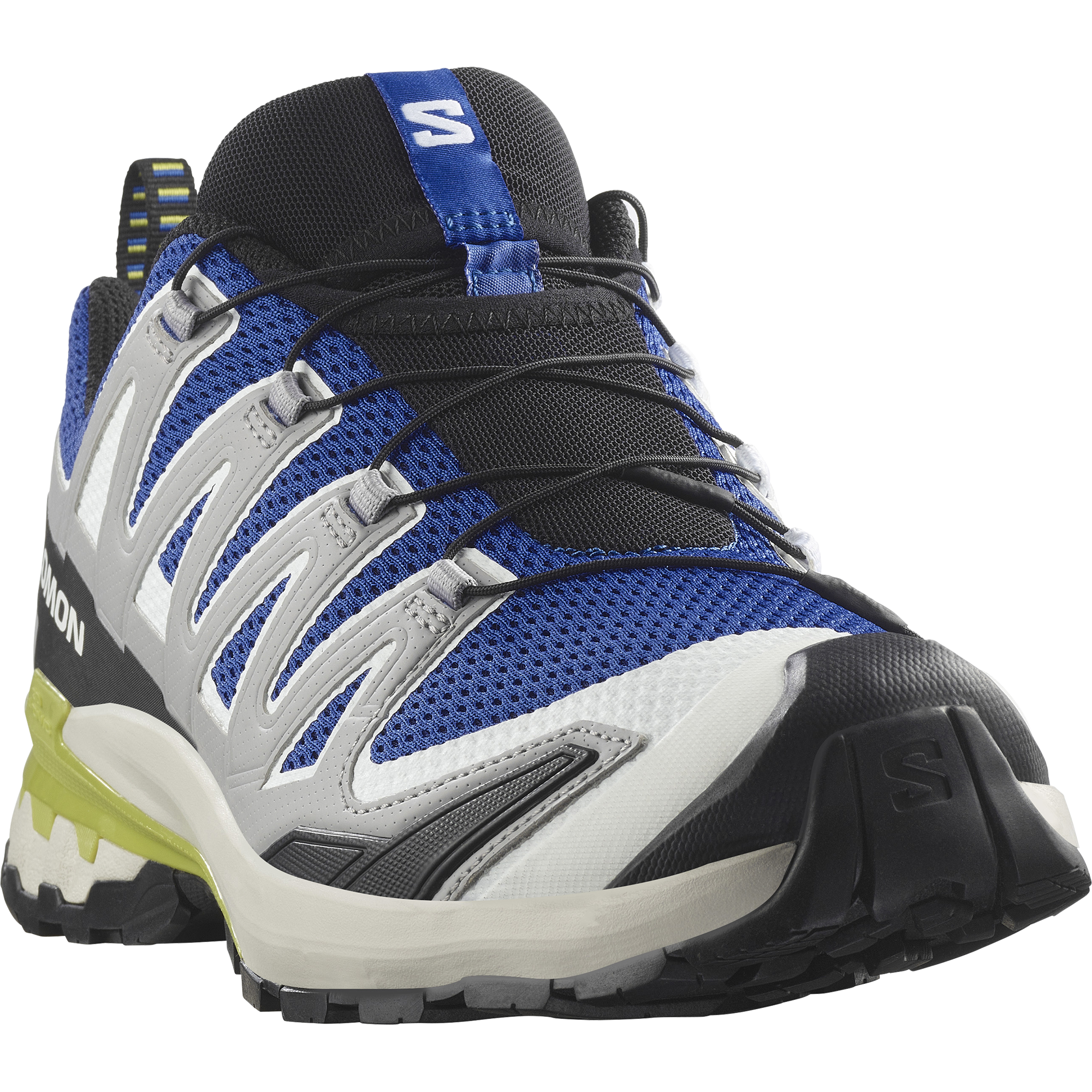 Trailrunningschuh SALOMON "XA PRO 3D V9", Herren, Gr. 43, nautical blau, alloy, schwarz citron, Synthetik, Textil, Schuhe, wasserdicht