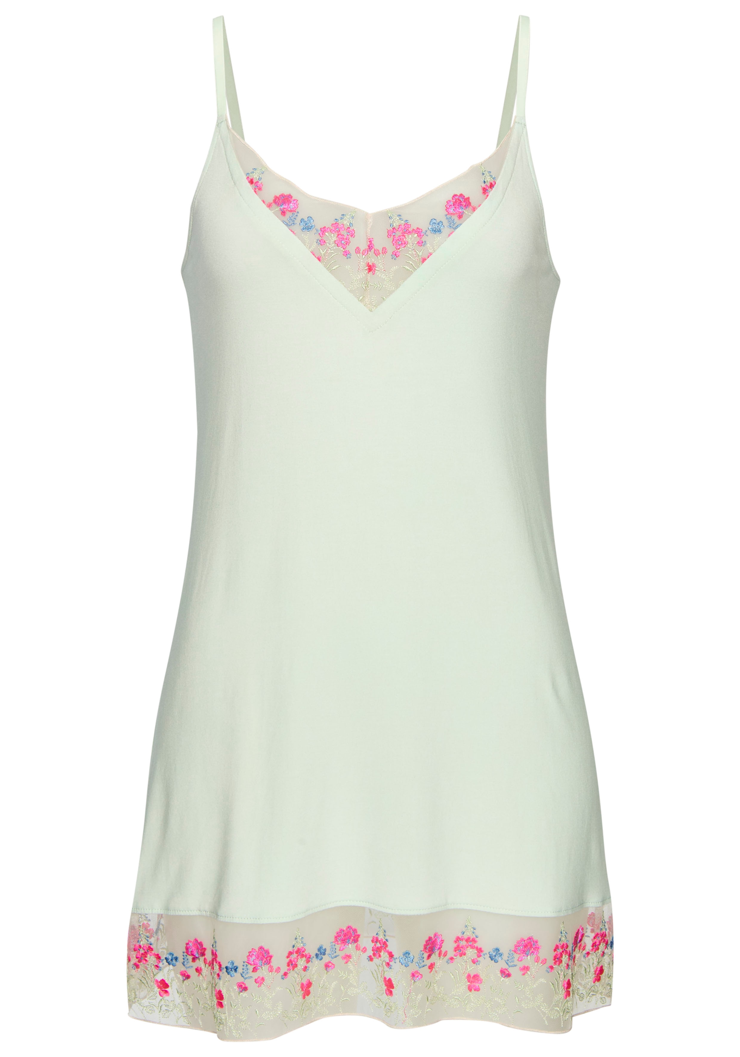 Negligé LASCANA, Damen, Gr. 40/42, N-Gr, blau (hellblau), Single Jersey, Obermaterial: 95% Viskose, 5% Elasthan, Feminin, figurumspielend mini, tiefer V-Ausschnitt, Kleider, Mit schönen Spitzendetails Image