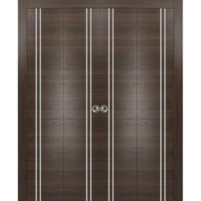 Double Bi-fold Doors Planum 0310 Chocolate Ash with Sturdy Tracks