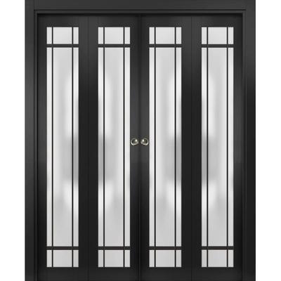 Double Bi-fold Doors Planum 2112 Matte Black Sturdy Tracks