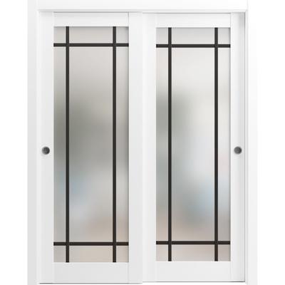 Bypass Doors 36 x 80 Planum 2112 White Silk Sturdy Rails