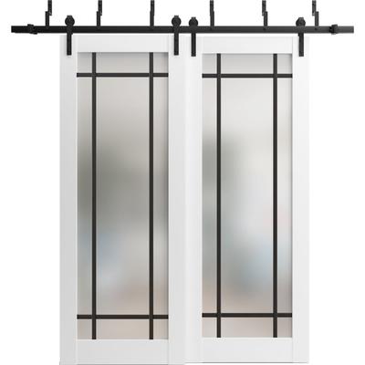 Barn Bypass Doors 36 x 80 Planum 2112 White Silk Sturdy 6.6ft