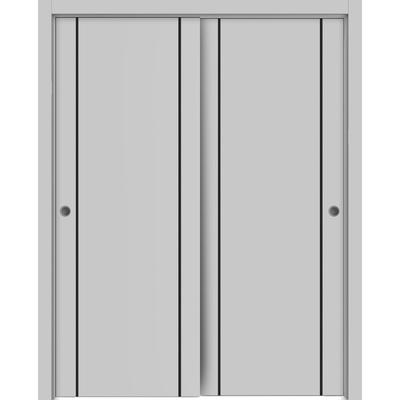 Bypass Doors 36 x 80 Planum 0016 Grey Matte with Sturdy Rails