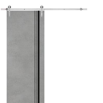 Sturdy Barn Door 36 x 80 Planum 0011 Concrete with 6.6FT
