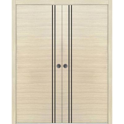 French Double Pocket Doors 36x80 Planum 0016 Natural Veneer Kit Trims Rail