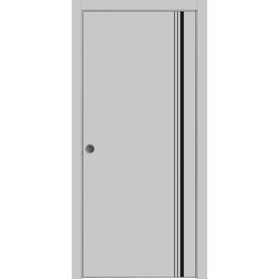 French Pocket Door 18x80 with Planum 0011 Grey Matte with Kit Trims Rail