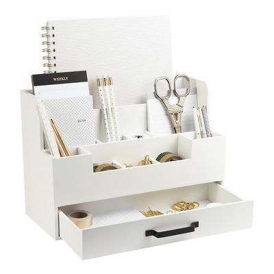 Wooden Desk Organizer with Drawer - N/A