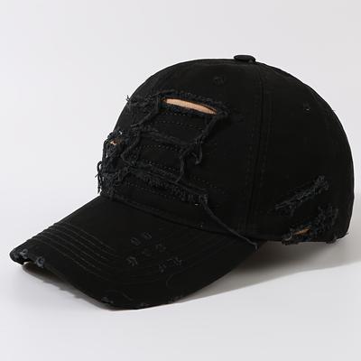 TEMU Hip-hop Fashion Distressed Baseball Cap - Adjustable, Lightweight, Sun-protective Dad Hat For Outdoor Activities Like Skateboarding And Cycling, Hat Image