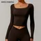 Yoga T-shirts Women Solid Sports Top Long Sleeve Sexy Gym Workout Running Shirts Exposed Navel Quick Dry Fitness Gym Sport Wear